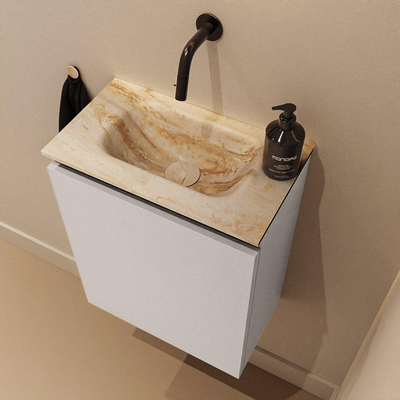 MONDIAZ TURE-DLUX Meuble toilette - 40cm - Linen - EDEN - vasque Frappe - position centrale - sans trou de robinet
