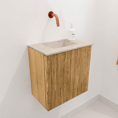 Mondiaz JOYA-DLUX Meuble de toilette 40cm - couleur Oak - Vasque FAYE position Milieu Sans trou de robinet couleur Frappe.