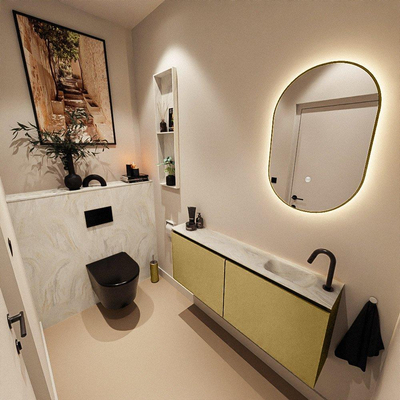 MONDIAZ TURE-DLUX Meuble toilette - 120cm - Oro - EDEN - vasque Ostra - position droite - 1 trou de robinet