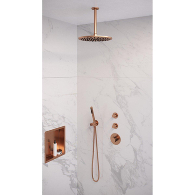 Brauer Copper Edition Set de douche à encastrer thermostatique avec partie encastrable douche de tête 30cm bras plafond douchette stick Cuivre brossé PVD