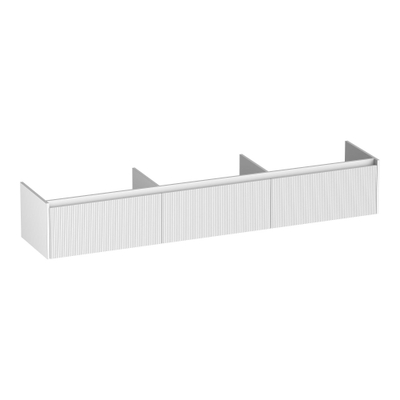 BRAUER Embrace Wavy wastafelonderkast 220 met 3 softclose lades - greeploos - 0 sifon uitsparingen - mat wit