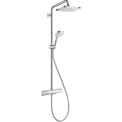 Hansgrohe Croma e 280 - showerpipe: - met douchekraan - thermostatisch - met 1jet - hoofddouche - ecosmart - met 3jet - handdouche multi en doucheslang - 200cm - thermostaat - hoogglans chroom