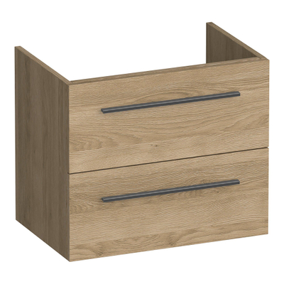 BRAUER Trust meuble sous-lavabo peu profond 60 sans poignées rapportées 2 tiroirs à fermeture douce et 1 découpe pour siphon - Sunlit