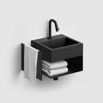 Clou Flush 1 fontein 28x27cm kraangat Keramiek Zwart mat