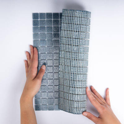 The Mosaic Factory Amsterdam carrelage mosaïque 32.2x32.2cm pour mur et sol intérieur et extérieur carré verre gris acier