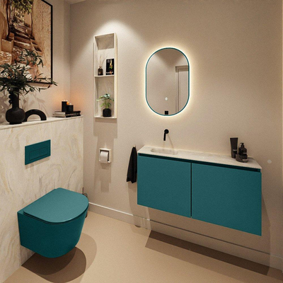 MONDIAZ TURE-DLUX 100cm toiletmeubel Smag. EDEN wastafel Ostra positie links. Zonder kraangat.