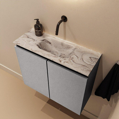 MONDIAZ TURE-DLUX 60cm toiletmeubel Plata. EDEN wastafel Glace positie midden. Zonder kraangat.