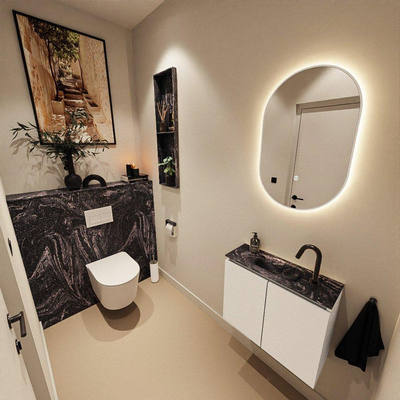 MONDIAZ TURE-DLUX 60cm toiletmeubel Talc. EDEN wastafel Lava positie midden. Met 1 kraangat.