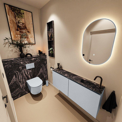MONDIAZ TURE-DLUX Meuble toilette - 120cm - Clay - EDEN - vasque Lava - position droite - 1 trou de robinet