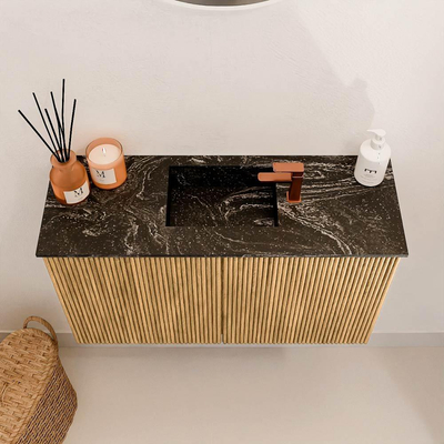 Mondiaz JOYA-DLUX 70cm toiletmeubel - kleur Oak - Wastafel FAYE positie Midden 1 kraangat kleur Lava.