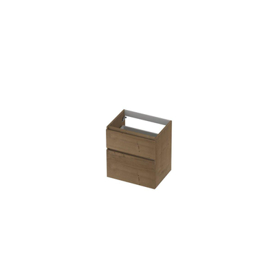 INK Wastafelonderkast - 60x45x65cm - 2 lades - greeploos - met houten keerlijst - MDF - Ash grey