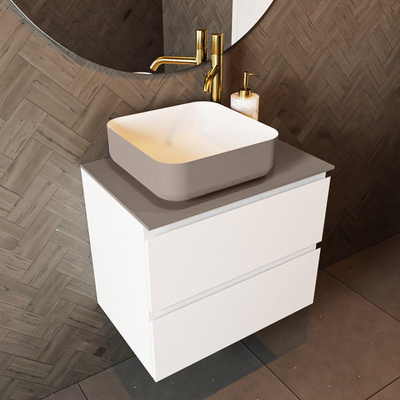 Mondiaz TOP 23 Topblad - 50x23.5x0.9cm - geschikt voor afdekplaat - Solid surface - Smoke