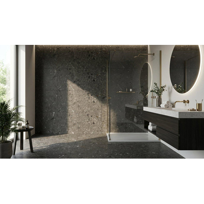 ÉCHANTILLON Terravito Mareno carreau mural et de sol - 60x120cm - 9.5mm - Rectangle - rectifié - Terrazzo - Noir Mat
