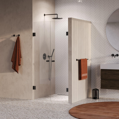 BRAUER Void Carving Pendeldeur - 100x200cm - glascoating - omkeerbaar - helder glas - geborsteld gunmetal PVD