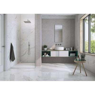 ÉCHANTILLON Terravito Alpuro carreau mural et de sol - 120x120cm - 9mm - Carré - rectifié - Imitation marbre - Blanc/noir brillant