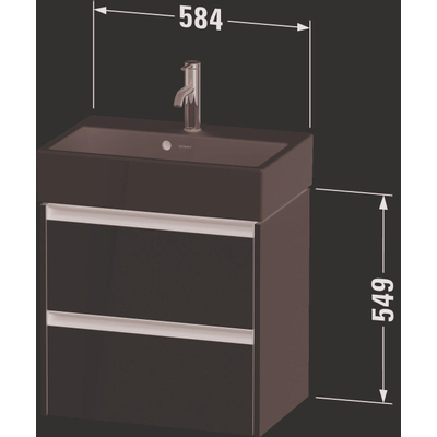 Duravit ketho meuble 2 vasques avec 2 tiroirs 58.4x39x54.9cm avec poignées anthracite blanc brillant