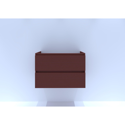 HR badmeubelen Infinity Meuble sous-lavabo - 80x44.8x55cm - façade 3D - 2 tiroirs - sans découpe pour siphon - sans poignée - terra mat