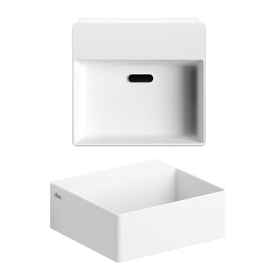 Clou Flush lave-mains 28x27cm trou de robinet pré-usiné Aluite Blanc mat