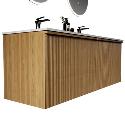 Saniclass Terra Wastafelonderkast - 140cm - 4 lades - ribbel front - sandwood