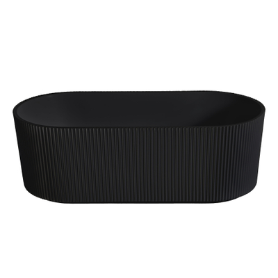 Zeza Nuo Baignoire îlot - 170x80x58cm - rainuré - avec évacuation - noir mat