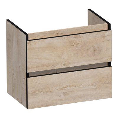BRAUER Joy Edge wastafelonderkast ondiep 60 2 softclose lades - greeploos - 1 sifon uitsparing - Forest Wheat
