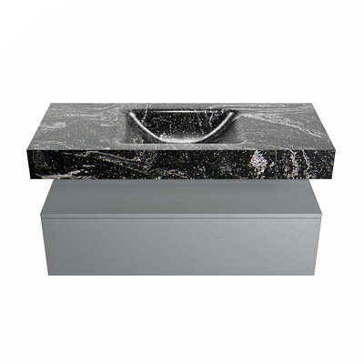 Mondiaz ALAN-DLUX Ensemble de meuble - 110cm - meuble Plata mat - 1 tiroir - Lavabo Cloud Lava suspendu - vasque Centre - 1 trou de robinet