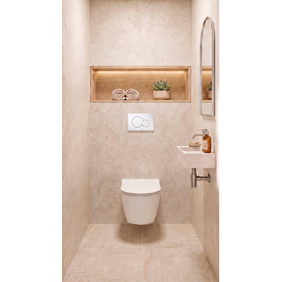 QeramiQ Dely Toiletset - Geberit UP320 inbouwreservoir - met Burda frame - witte bedieningsplaat - softclose toilet zitting - 35mm - glans wit