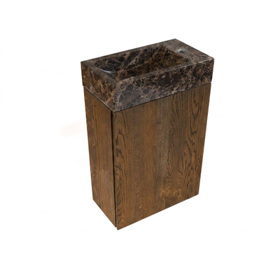 Saniclass Holz Pure Ensemble meuble WC - 40x60.5cm - 1 porte - lave-mains dark emporador - trou de robinet à droite - chêne charcoal
