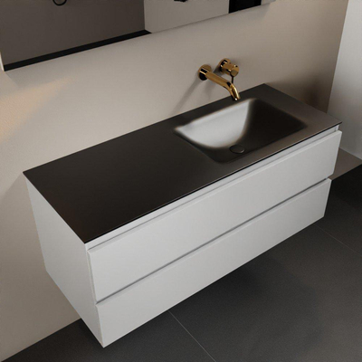 Mondiaz AIVY Ensemble de meuble - 120x45x50cm - 0 trous de robinet - 1 vasque Urban Solid surface - Droite - 2 tiroirs - sans miroir - MDF Talc
