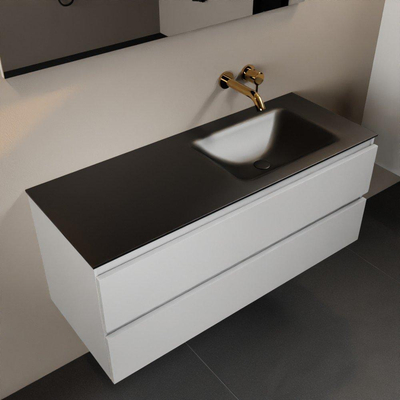 Mondiaz Aivy ensemble de meuble de salle de bains - 120x45x50cm - 0 trous de robinet - 1 vasque urban Solid surface - Droite - 2 tiroirs - Sans miroir - MDF Talc