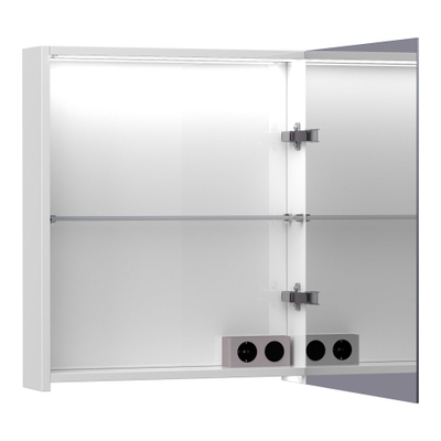 BRAUER Impress Deluxe armoire de toilette – 59 x 70 x 15 cm – LED indirecte – ouverture à droite – Blanc haute brillance