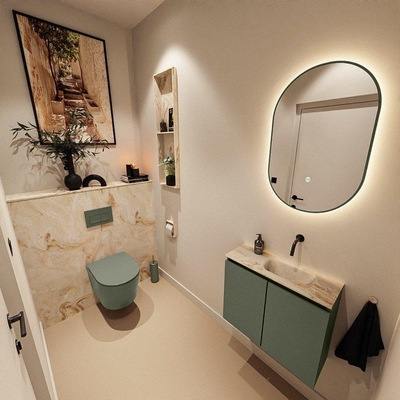 MONDIAZ TURE-DLUX 60cm toiletmeubel Army. EDEN wastafel Frappe positie rechts. Zonder kraangat.