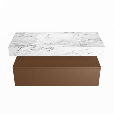 MONDIAZ ALAN - DLUX Badkamermeubelset - 110cm - onderkast - Rust - 1 lade - vrijhangende wastafel - wasbak midden - 0 kraangaten - Glace