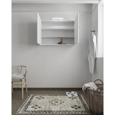 Mondiaz CUBB armoire de toilette – 100 x 70 x 18 cm – 2 portes – Clay (bleu clair/gris)
