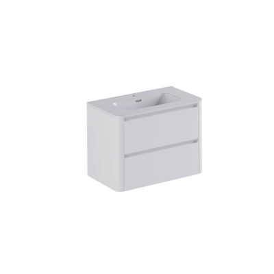 Thebalux Sunny Ensemble meuble de salle de bains - 82x46x57cm - lavabo - céramique - 1 trou de robinet - blanc brillant - meuble bas - 2 tiroirs - sans poignées - placage bois - Ibiza White (blanc)