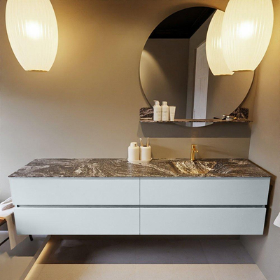 Mondiaz VICA-DLUX ensemble de meuble de salle de bain - 200cm - meuble sous-vasque argile - 4 tiroirs - lavabo encastré nuage droite - 1 trou de robinet - version haute 60cm - lave