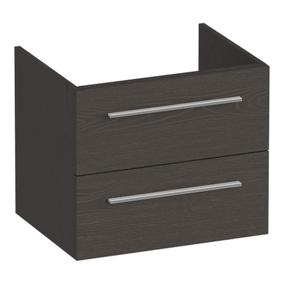 BRAUER Trust wastafelonderkast 60 excl. opbouwgrepen 2 softclose lades en 1 sifon uitsparing - Timber Anthracite