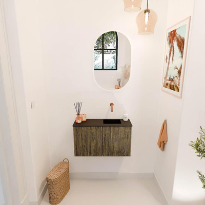 Mondiaz JOYA 70cm toiletmeubel - kleur Dusk - Wastafel FAYE positie Rechts Zonder kraangat kleur Urban.