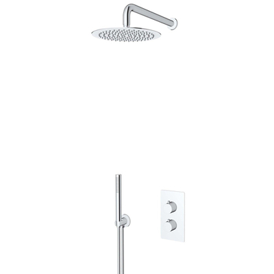 FugaFlow Orada ensemble de douche à effet pluie encastré avec thermostat barre de douche douche à main chrome