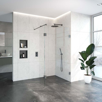 BRAUER Void inloopdouche helder glas 110x200 met 40 zijwand incl. glascoating PVD gunmetal geborsteld