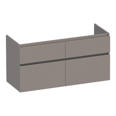 BRAUER Delight meuble sous lavabo - 120x46x60cm - 4 tiroirs à fermeture douce - sans poignée - 2 découpes pour siphon - taupe mat