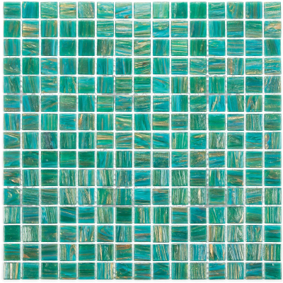 The Mosaic Factory Amsterdam mozaïektegel - 32.2x32.2cm - wand en vloertegel - Vierkant - Glas Turquoise glans