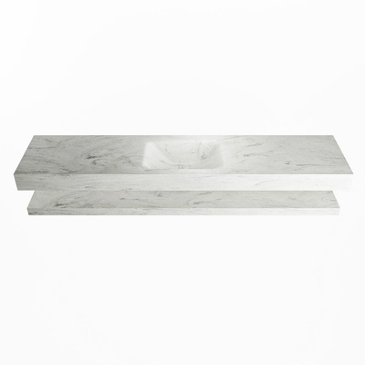 MONDIAZ ALAN - DLUX Badkamermeubelset - 200cm - planchet - Opalo - vrijhangende wastafel - wasbak midden - 0 kraangaten - Opalo