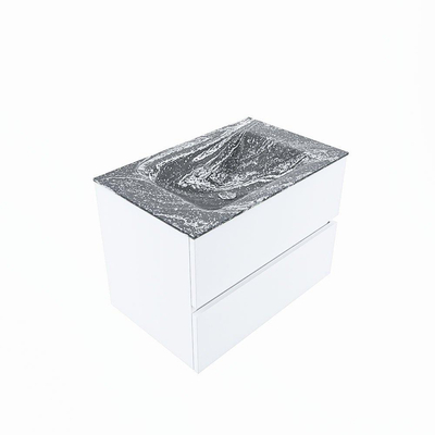 Mondiaz VICA-DLUX ensemble de meuble de salle de bain - 70cm - meuble sous lavabo talc - 2 tiroirs - lavabo encastré cloud milieu - sans trous de robinet - miroir modèle spot - version XL 60cm haut - lave