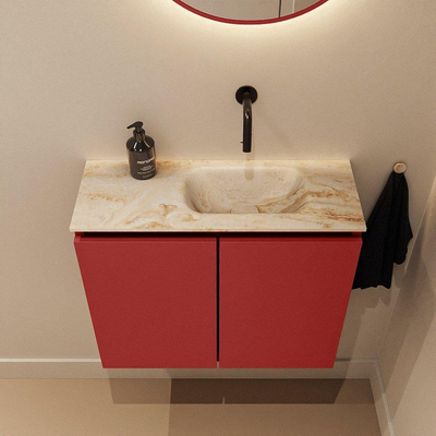 MONDIAZ TURE-DLUX Meuble toilette - 60cm - Fire - EDEN - vasque Frappe - position droite - sans trou de robinet