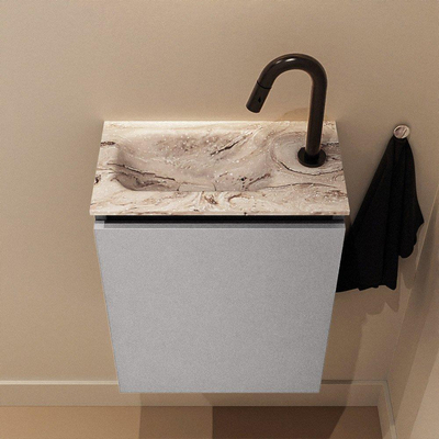MONDIAZ TURE-DLUX Meuble de toilettes 40cm Plata. EDEN vasque Glace position gauche. Avec 1 trou de robinet.