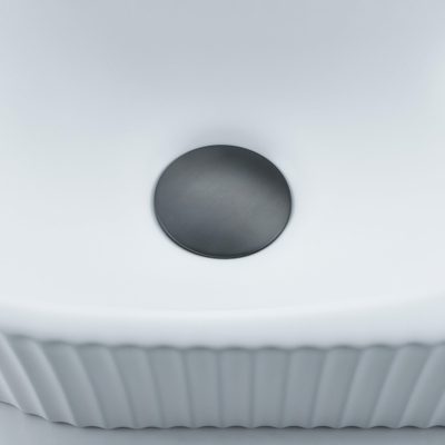 Fugaflow Efficiente Pietra Ensemble lave-mains - 40x21.5x12cm - droit - rainuré - semi-circulaire - 1 trou de robinet - céramique - robinet de lave-mains gunmetal - bonde - siphon abaissé - blanc mat