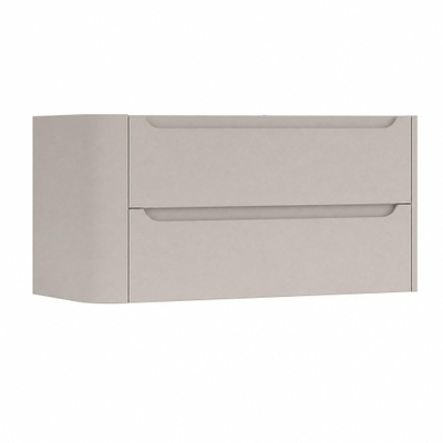 H&R Badmeubelen Juice Meuble sous vasque - 100x45x50cm - coin gauche arrondi - 2 tiroirs - poignée intégrée - beige mat