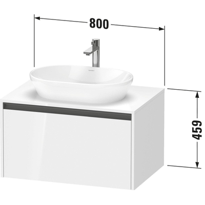 Duravit Ketho 2 meuble bas sous lavabo incl. plan de console avec 1 tiroir 80x55x45.9cm avec poignée anthracite blanc super mat