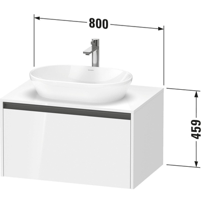Duravit ketho 2 meuble sous lavabo avec plaque console avec 1 tiroir 80x55x45.9cm avec poignée anthracite béton gris mat